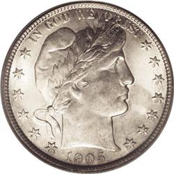 1905-O 50C MS64 PCGS. Traces of slate-gray patina appe 