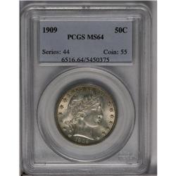 1909 50C MS64 PCGS. Well struck from mildly rotated di 