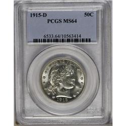 1915-D 50C MS64 PCGS. This brilliant near-Gem has boom 