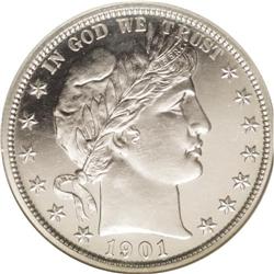 1901 50C PR67 Cameo NGC. There are no hairlines or con 