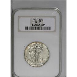 1941 50C PR65 NGC. A Gem with moderate mirrors in the 