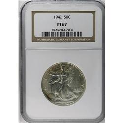 1942 50C PR67 NGC. A milky patina, with hints of gold 