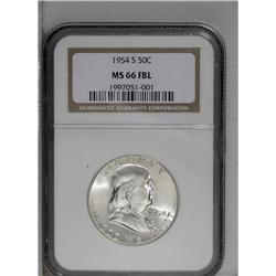 1954-S 50C MS66 Full Bell Lines NGC. Satiny and virtua 