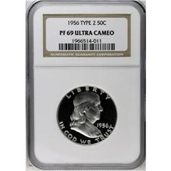 1956 50C Type Two PR69 Deep Cameo NGC. The snow-white 
