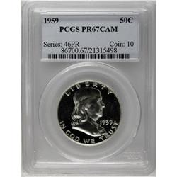 1959 50C PR67 Cameo PCGS. Moderate contrast characteri 