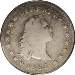 1795 S$1 Flowing Hair, Three Leaves Fine 12 PCGS. B-6, 