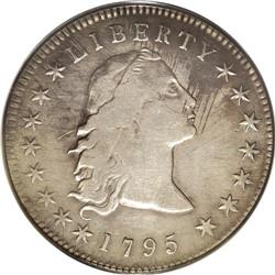 1795 S$1 Flowing Hair, Three Leaves Fine 15 PCGS. B-5, 