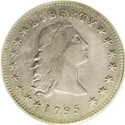 1795 S$1 Flowing Hair, Three Leaves VF30 PCGS. B-5, BB 