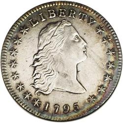 1795 S$1 Flowing Hair, Three Leaves--Cleaned--ANACS. A 
