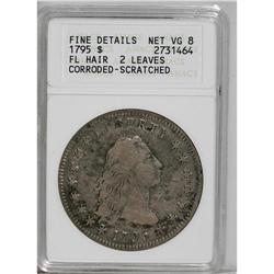 1795 S$1 Flowing Hair, Two Leaves--Corroded, Scratched 