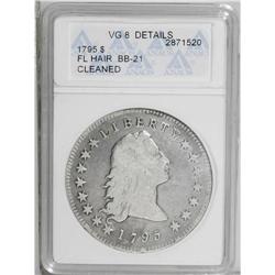 1795 S$1 Flowing Hair, Two Leaves--Cleaned--ANACS. VG8 