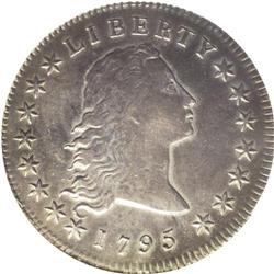 1795 S$1 Flowing Hair, Two Leaves--Cleaned--ANACS. XF4 