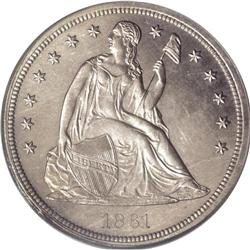 1861 S$1 PR63 PCGS. The scarcity of high grade busines 