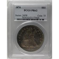 1870 S$1 PR62 PCGS. A razor-sharp example that has viv 