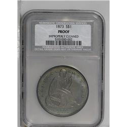 1873 S$1 --Improperly Cleaned--NCS. Proof. This specime 