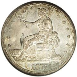 1875-S T$1 MS65 NGC. Type One Obverse, Type Two Revers 
