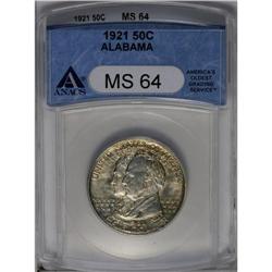 1921 50C Alabama MS64 ANACS. Well struck and nicely pr 