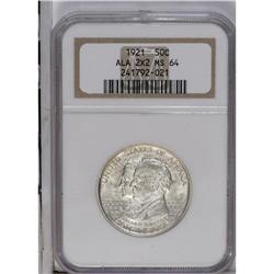 1921 50C Alabama 2x2 MS64 NGC. A sharply struck near-G 