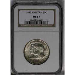 1937 50C Antietam MS67 NGC. Mostly untoned, but with h 