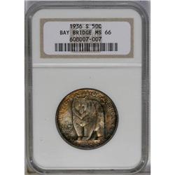 1936-S 50C Bay Bridge MS66 NGC. Mottled golden-brown o 