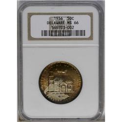 1936 50C Delaware MS66 NGC. A softly lustrous and well 