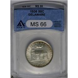 1936 50C Delaware MS66 ANACS. The satiny luster is unu 