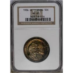 1936 50C Gettysburg MS65 NGC. The lustrous surfaces an 