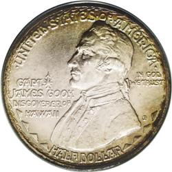 1928 50C Hawaiian MS62 ANACS. Iridescent bands of oran 