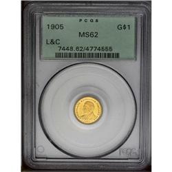 1905 G$1 Lewis and Clark MS62 PCGS. The amber surfaces 