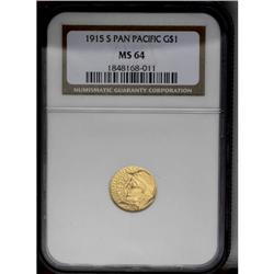1915-S G$1 Panama-Pacific Gold Dollar MS64 NGC. This h 