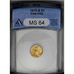1915-S G$1 Panama-Pacific Gold Dollar MS64 ANACS. This 
