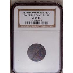 1879 12.5C T. Hobron 12 1/2 Cents Token VF30 NGC. M. 2 