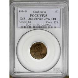 1954-D 1C Lincoln Cent--Double Struck, Second Strike 2 