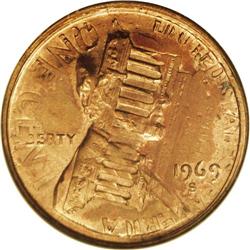 1969-S 1C Lincoln Cent--Flipover Double Struck--MS60 R 