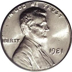 1981 1C Cent--Struck on a Clad Dime Planchet--MS65 PCG 