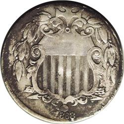 1868 5C --Struck on a Three Cent Nickel Planchet--Uncer 