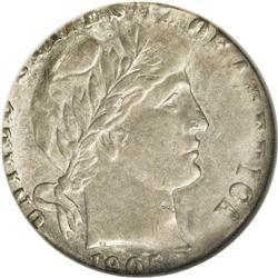 1905 10C Barber Dime--Struck on a Costa Rica Five Cent 