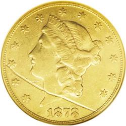 1878-S $20 XF45 NGC. Boldly struck-through a long, thi 