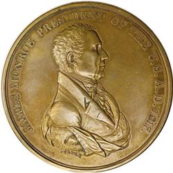 Monroe Indian Peace Medal. Bronze. Restrike. Iridescent 