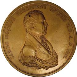 Monroe Indian Peace Medal. Bronze. Restrike. Probably a 