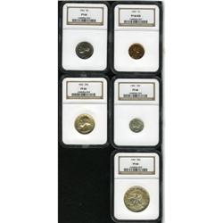 1941 Proof Set PR66 NGC. The set includes: cent PR66 Re 