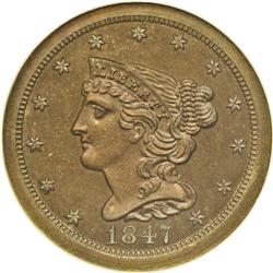 1847 1/2 C Original PR66 Red and Brown NGC. B-1a, R.6. 