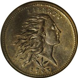 1793WREATH 1C VINE/BARS MS62 Brown NGC.From The Royal 