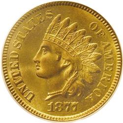 1877 1C MS66 Red PCGS. Flying Eagle and Indian cent co 