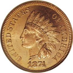 1874 1C PR66 Red Cameo NGC. Snow-1. This scarce proof 