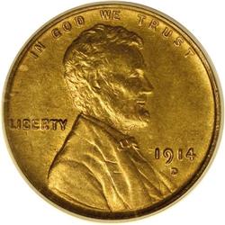 1914-D 1C MS64 Red PCGS. A brick-red near-Gem that has 