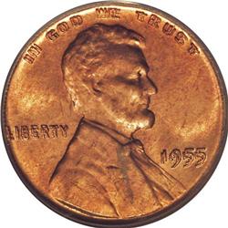 1955/55 1C Doubled Die Obverse MS64 Red PCGS. FS-021.8 