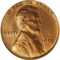 1955/55 1C Doubled Die MS64 Red PCGS. A brick-red near 