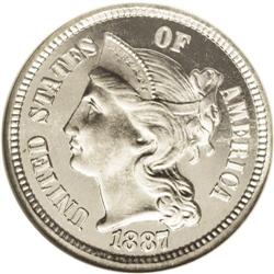 1887/6 3CN PR68 Cameo NGC. A dazzling, wondrously pres 