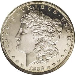 1898 S$1 PR65 Cameo NGC. Radiant devices demonstrate o 